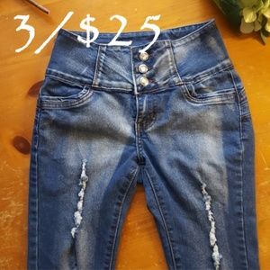 Deep blue super high rise jeans. Jr. Size 3  EUC